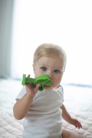 Dr. Brown's Peapod Teether and Training Toothbrush, Soft and Safe for Baby Gums and First Teeth, BPA Free, 100% Silicone, 3m+