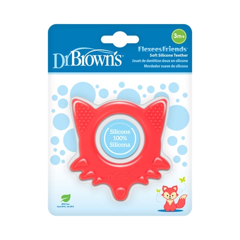 Dr. Brown's Flexees Friends Silicone Teether, Orange Fox