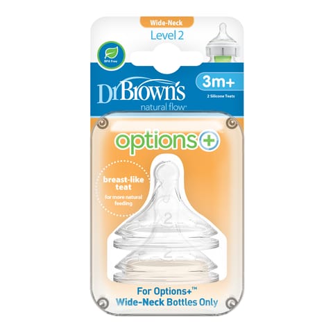 Dr. Brown's Options+ Wide-Neck Baby Bottle Nipple (Level 2)