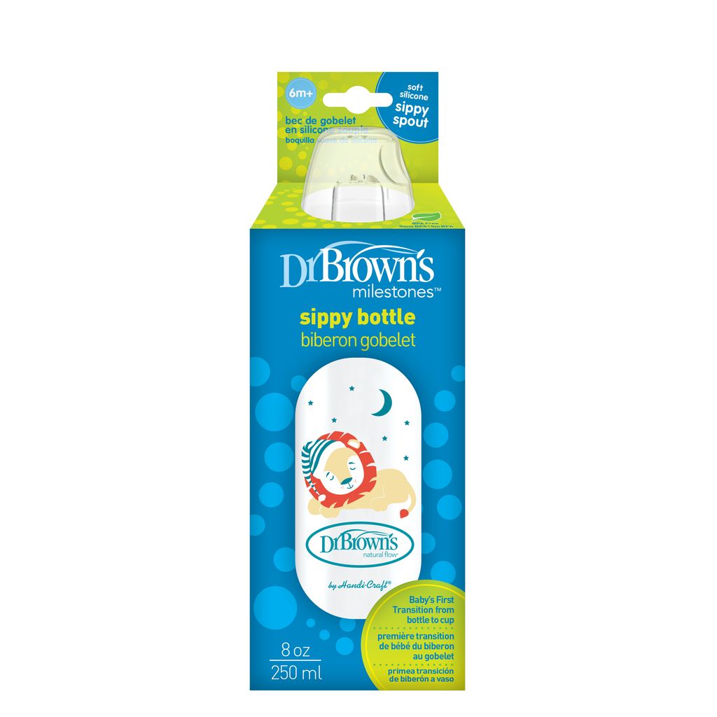 Dr. Brown's Options+ Sippy Spout Baby Bottle, 8 Ounce, Lion