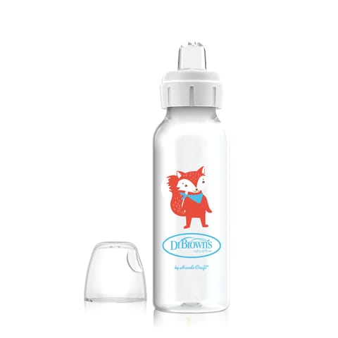 Dr. Brown's Sippy Spout Baby Bottle, 8 Ounce, Fox