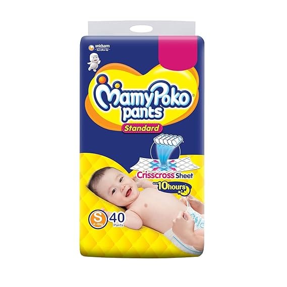 MamyPoko Pants Standard Baby Diapers, Small (S), 40 Count, 4-8 kg