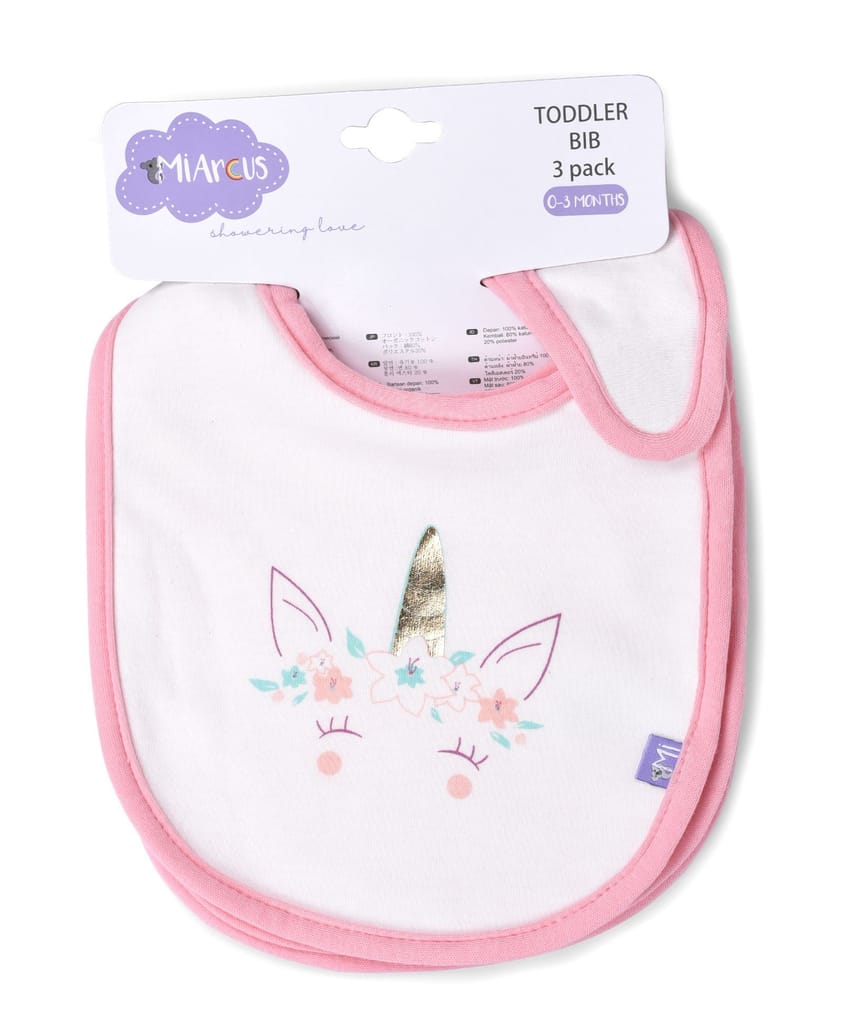 Mi Arcus Cotton Printed Feeding Bib Pack Of 3  for 0-3 Months Kids Newborn