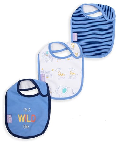 Mi Arcus Cotton Dino Printed Feeding Bib for 0-3 Months Kids Newborn Pack of 3
