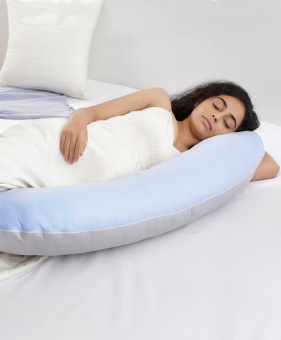 Mi Arcus Zipper Day & Night Woven Pregnancy Pillow for Sleeping SkyBlue (Free Size)