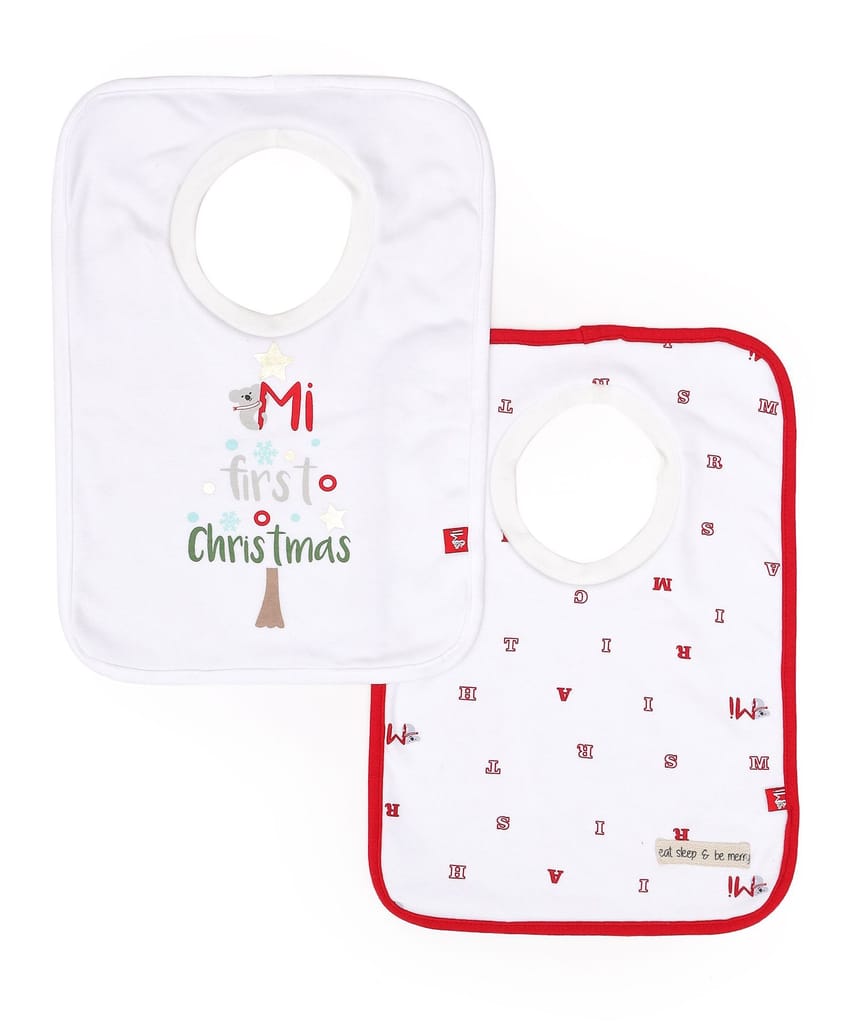 Mi Arcus Cotton Printed Feeding Bib Set for 0-3 Months Washable Reusable Comfortable Easily Adjustable for Kids Newborn Pack of 2 Feeding