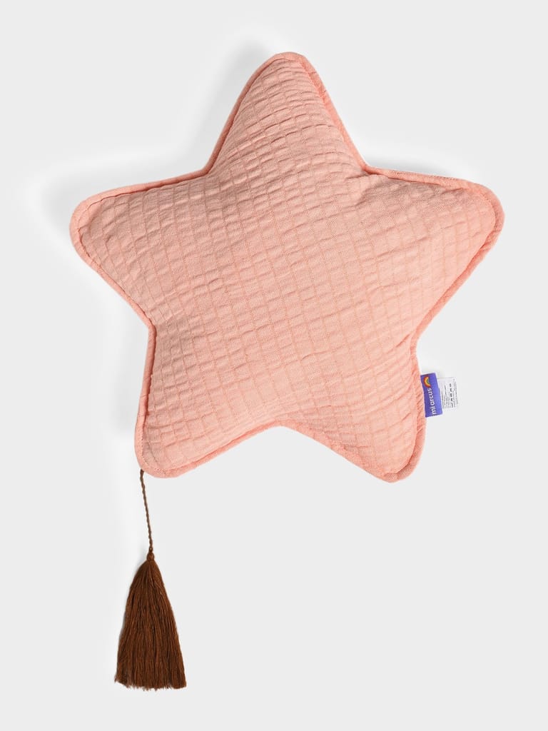 Mi Arcus Solid Peach Star Shape Cushion for Kids