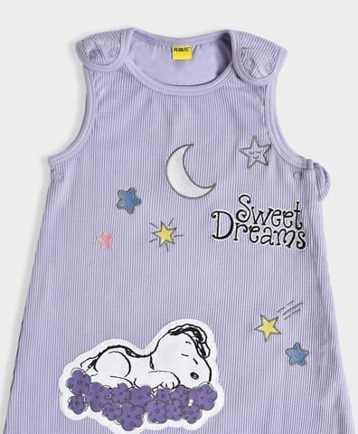 Mi Arcus Cotton Peanuts Snoopy Printed Sleeveless Purple Sleeping Bag for Kids