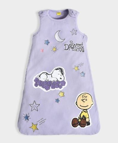 Mi Arcus Cotton Peanuts Snoopy Printed Sleeveless Purple Sleeping Bag for Kids