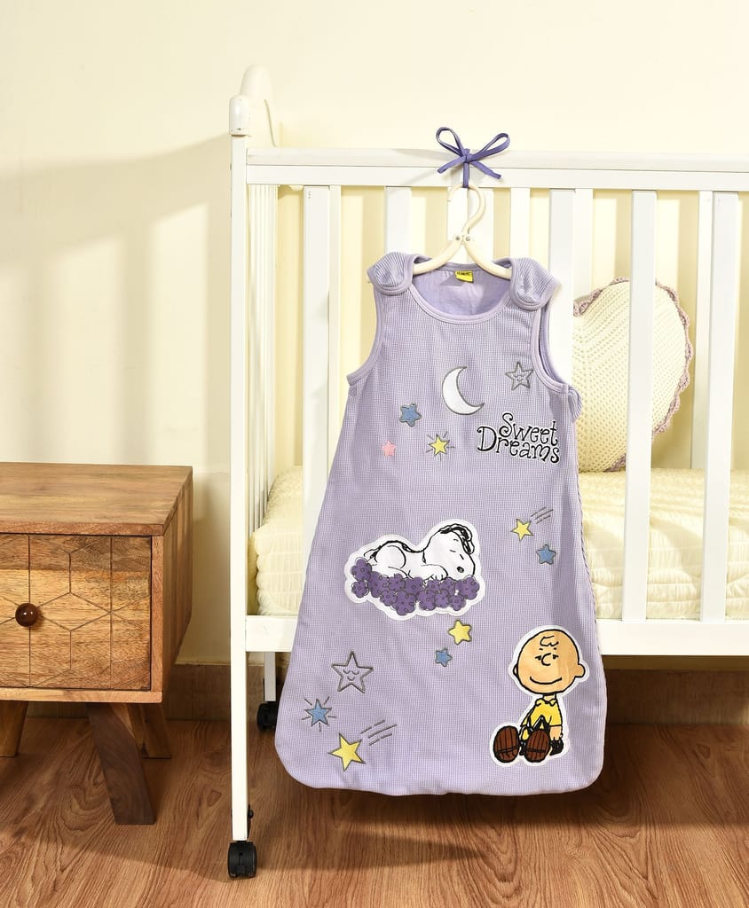 Mi Arcus Cotton Peanuts Snoopy Printed Sleeveless Purple Sleeping Bag for Kids