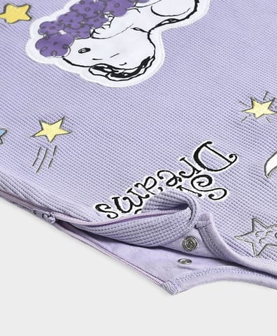 Mi Arcus Cotton Peanuts Snoopy Printed Sleeveless Purple Sleeping Bag for Kids