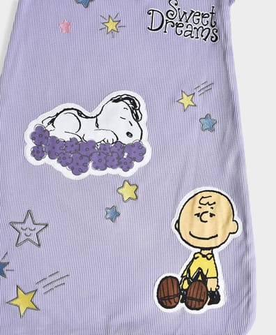 Mi Arcus Cotton Peanuts Snoopy Printed Sleeveless Purple Sleeping Bag for Kids