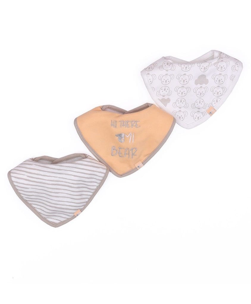 Mi Arcus Cotton Drool Printed Feeding Bib for Kids Newborn Pack of 3 Reusable Washable Comfortable for 0-6 Months
