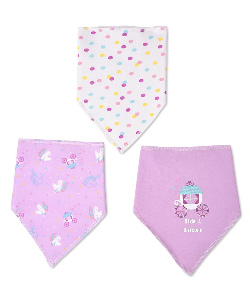Mi Arcus Cotton Printed Triangle Feeding Bib Set for 0-3 Months  Kids Newborn Pack of 3 Feeding  and Gifting Apron Bib