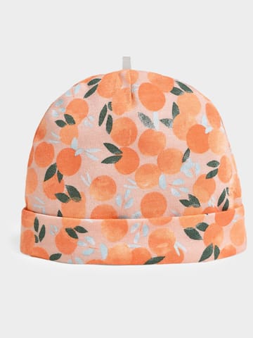 Mi Arcus Peach Printed Caps and 3 Pair of Mittens