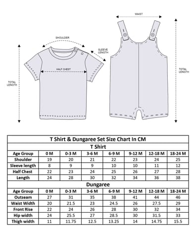 Mi Arcus Cotton Printed Tshirt with Dungaree set for Kids
