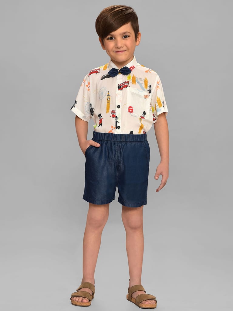Mi Arcus Cotton Printed Shirt with Shorts Co-Set for Boys