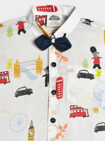 Mi Arcus Cotton Printed Shirt with Shorts Co-Set for Boys