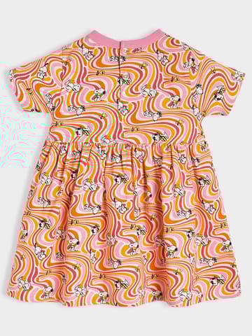 Mi Arcus Cotton Peanuts Snoopy Printed Knee Length Dress for Girls Pack of 2