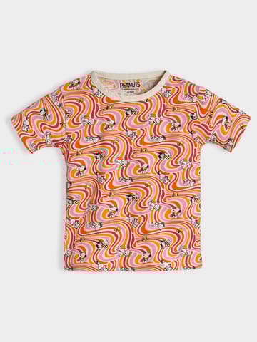 Mi Arcus Cotton Printed Top with Dungaree Set for Girls