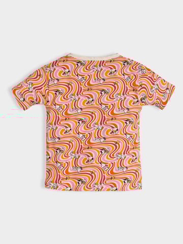 Mi Arcus Cotton Printed Top with Dungaree Set for Girls