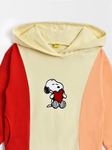 Mi Arcus Peanuts Snoopy Printed Hooded Long Sweatshirt Dress for Girls
