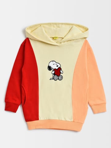 Mi Arcus Peanuts Snoopy Printed Hooded Long Sweatshirt Dress for Girls