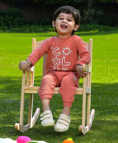 Mi Arcus Orange Mid Rise Waffle Pyjama for Kids