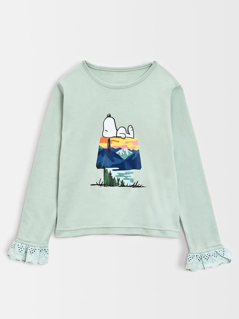 Mi Arcus Full Sleeve Peanuts Printed T-shirt for Girls