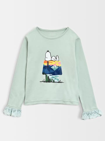 Mi Arcus Full Sleeve Peanuts Printed T-shirt for Girls