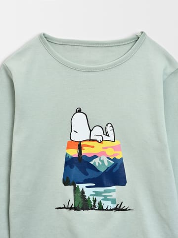 Mi Arcus Full Sleeve Peanuts Printed T-shirt for Girls