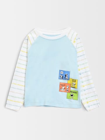Mi Arcus Raglan Sleeve Peanuts Printed White T-shirt for Kids