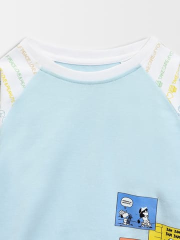 Mi Arcus Raglan Sleeve Peanuts Printed White T-shirt for Kids