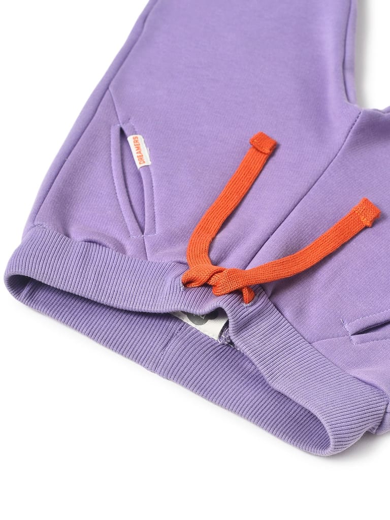 Mi Arcus Cotton Solid Purple Jogger for Kids