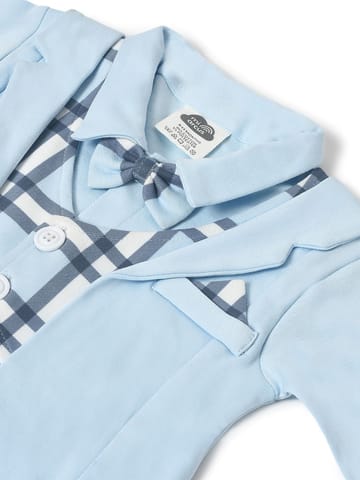 Mi Arcus Sky Blue Solid Cotton Sleepsuit with Booties for Kids