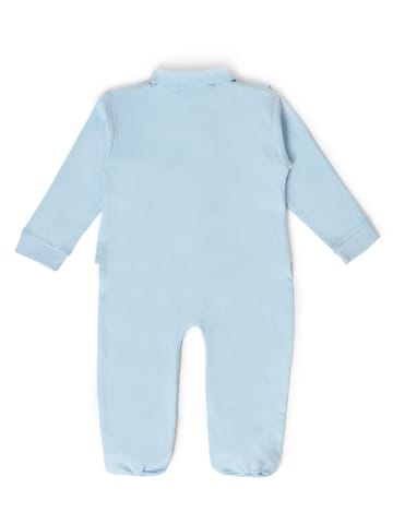 Mi Arcus Sky Blue Solid Cotton Sleepsuit with Booties for Kids