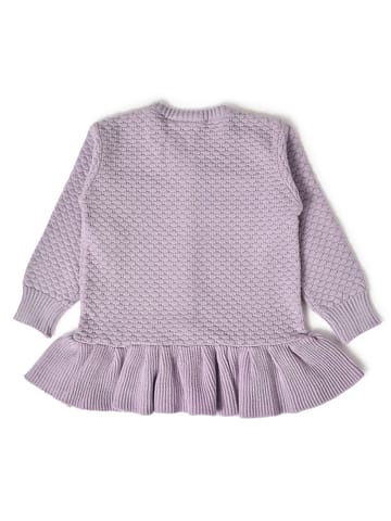 Mi Arcus Purple Knitted V Neck Top with Pyjama Set for Girls