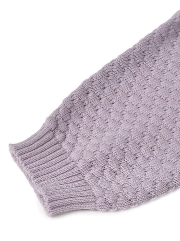 Mi Arcus Purple Knitted V Neck Top with Pyjama Set for Girls