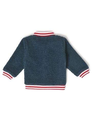 Mi Arcus Blue Knitted Full Sleeve Collar Jacket for Kids