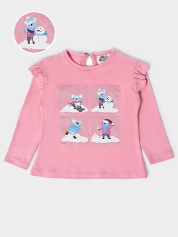 Mi Arcus Cotton Printed Full Sleeve Regular Top for Girls