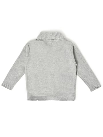 Mi Arcus Grey Knitted Collar Full Sleeve Cardigan for Kids
