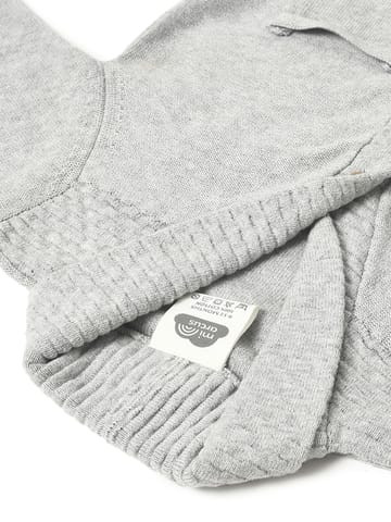 Mi Arcus Grey Knitted Collar Full Sleeve Cardigan for Kids
