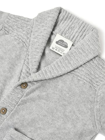 Mi Arcus Grey Knitted Collar Full Sleeve Cardigan for Kids