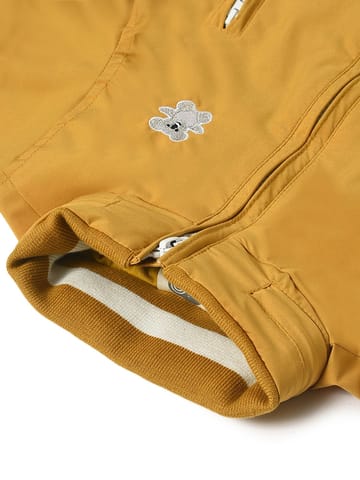 Mi Arcus Mustard Solid Full Sleeve Hooded Jacket for Kids