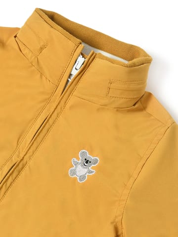 Mi Arcus Mustard Solid Full Sleeve Hooded Jacket for Kids