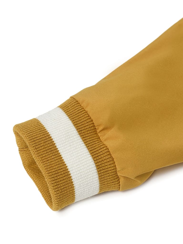 Mi Arcus Mustard Solid Full Sleeve Hooded Jacket for Kids