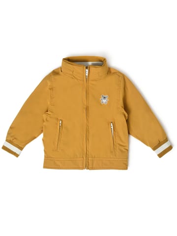 Mi Arcus Mustard Solid Full Sleeve Hooded Jacket for Kids
