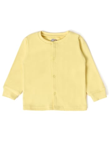 Mi Arcus Solid Yellow Open Placket Top with Pyjama Set for Kids