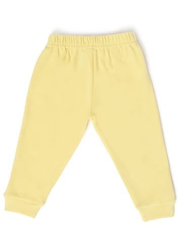 Mi Arcus Solid Yellow Open Placket Top with Pyjama Set for Kids