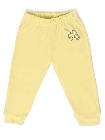 Mi Arcus Solid Yellow Open Placket Top with Pyjama Set for Kids